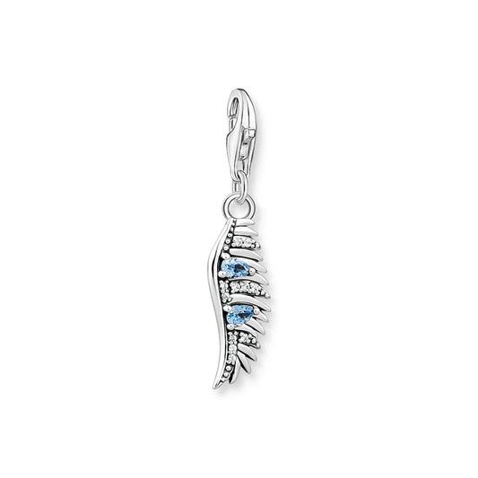 Charm Pendant Phoenix Feather With Blue Stones