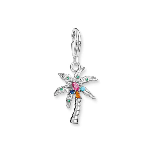 Charm Pendant Palm Tree With Multicoloured stones