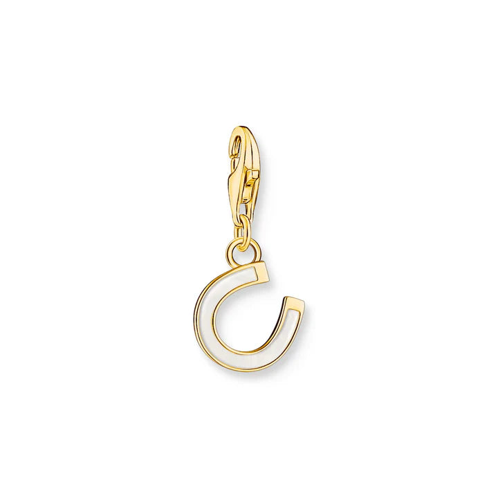Charm Pendant Horseshoe With White Cold Enamel