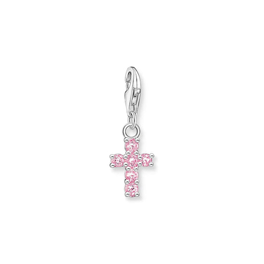 Charm Pendant Cross With Pink Stones