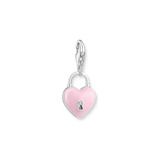 Pink Heart Padlock Charm Pendant