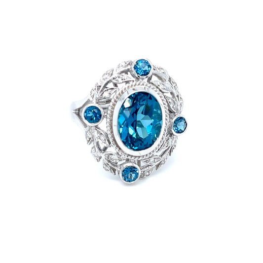 Classic Blue Topaz & Diamond Ring