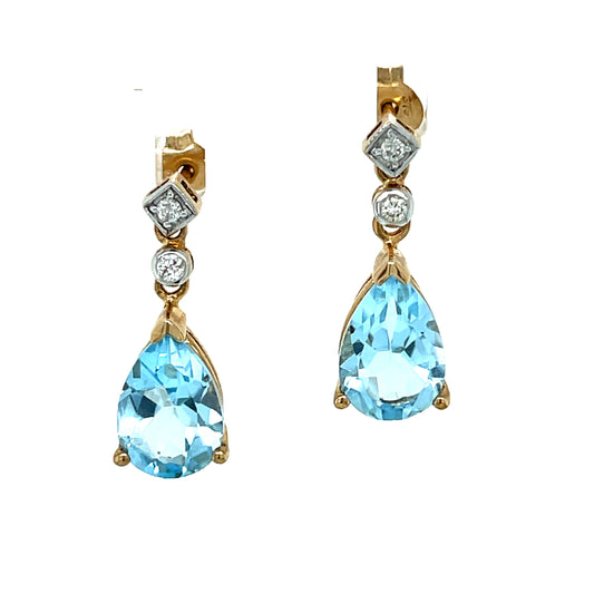 Natural Blue Topaz Stud Earrings