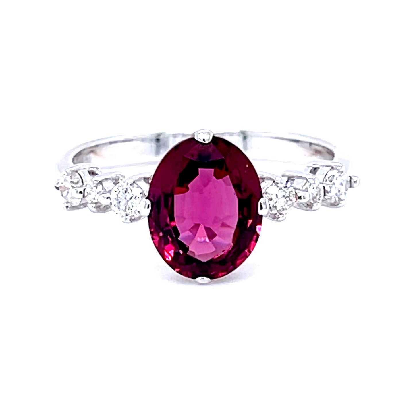 Natural Rhodolite Garnet & Diamond Ring
