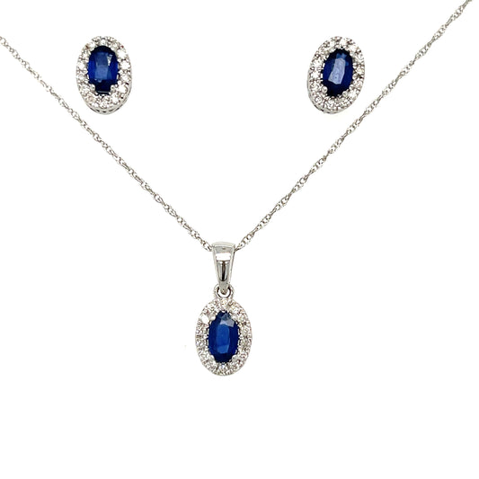White Gold Sapphire & Diamond Set