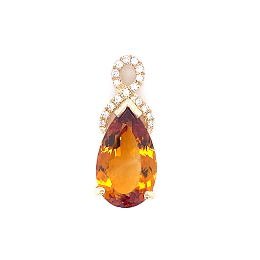 Natural Citrine & Diamond Pendant