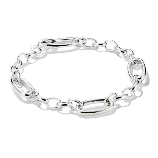 Charm Bracelet With Three Connect Links Silver