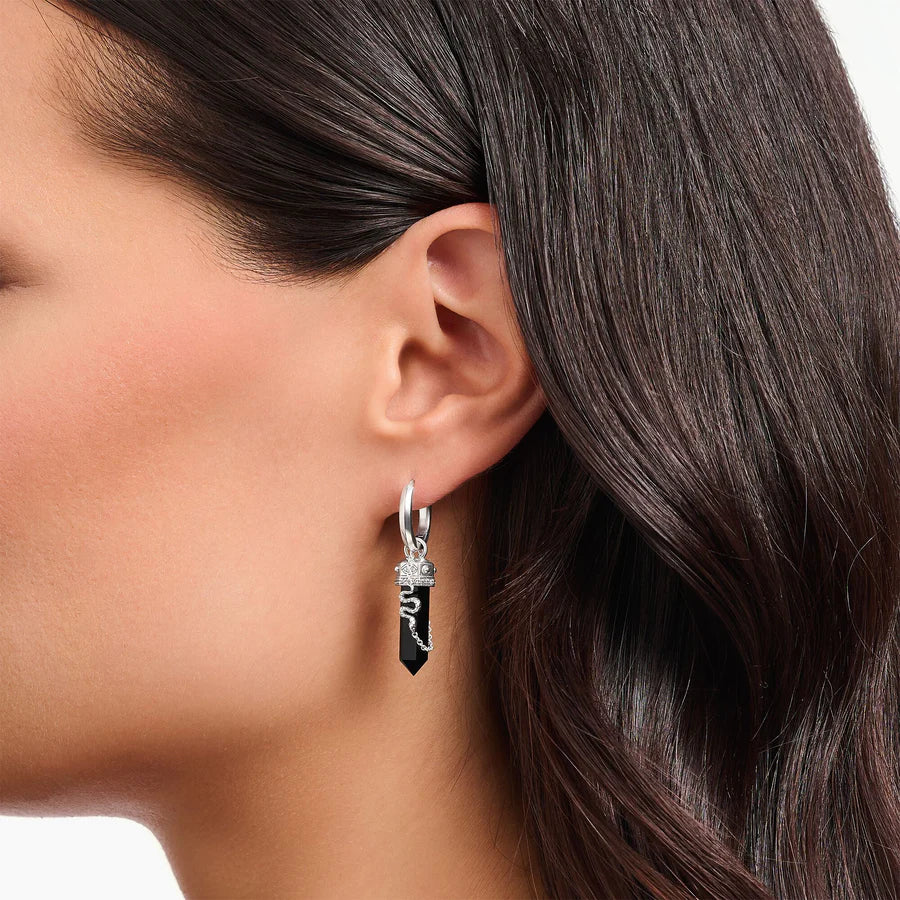 Cosmic Hoop Earrings With Onyx