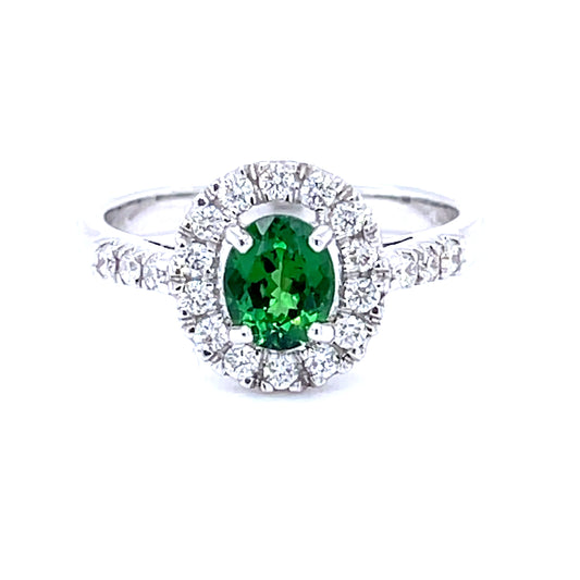 Natural Tsavorite & Diamond Ring