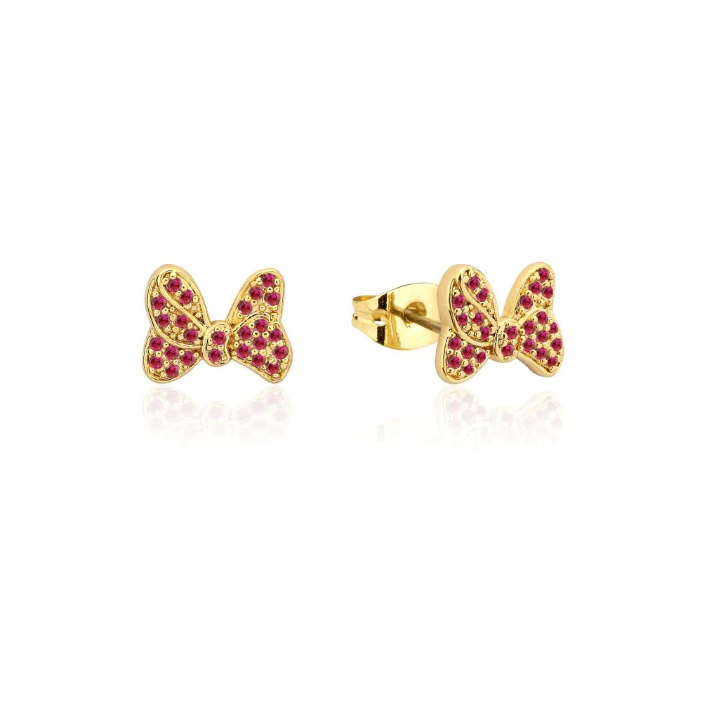 Precious Metal Red Minnie Mouse Bow Stud Earrings