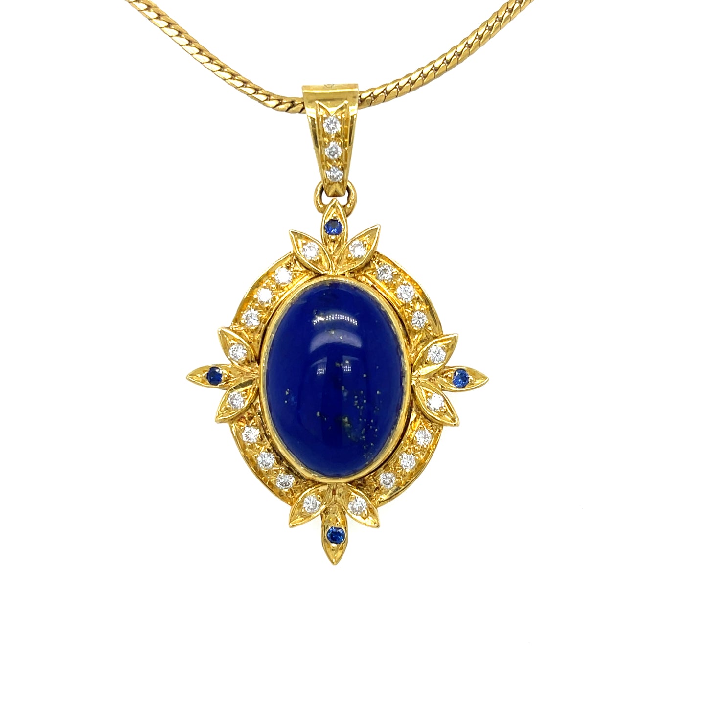 Natural Lapis Lazuli & Diamond Pendant
