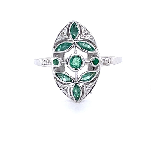 Natural Emerald & Diamond Dress Ring