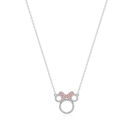 Precious Metal Minnie Mouse Crystal Outline Necklace