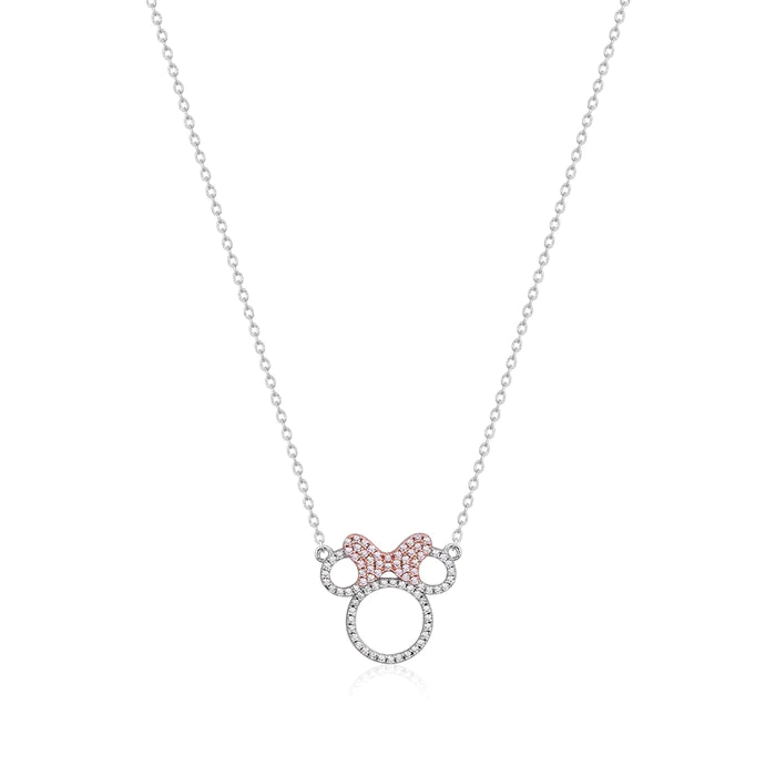 Precious Metal Minnie Mouse Crystal Outline Necklace