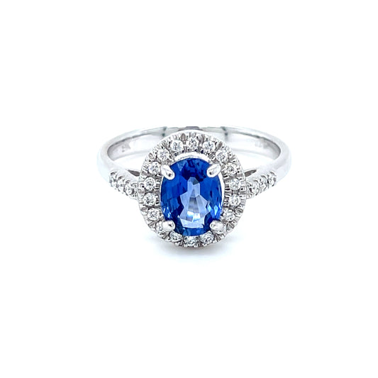 Natural Blue Sapphire & Diamond Ring