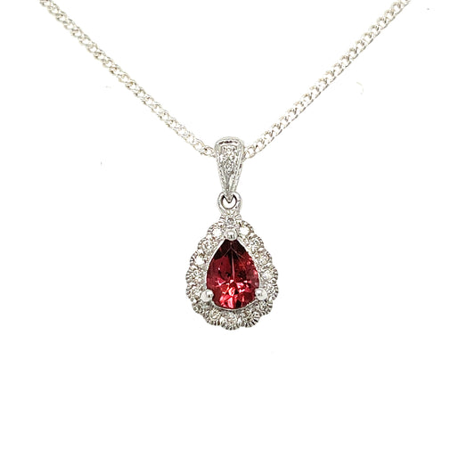 Pink Tourmaline & Diamonds Pendant
