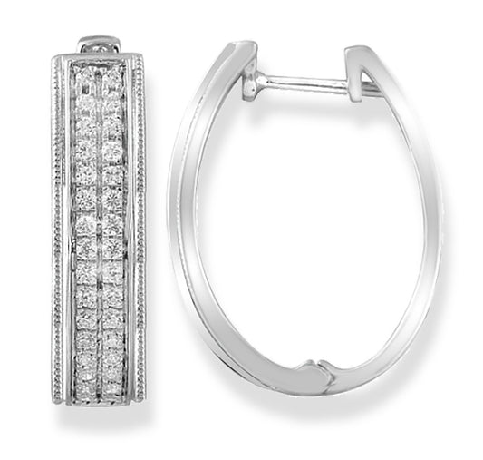 White Gold Diamond Huggie Earrings