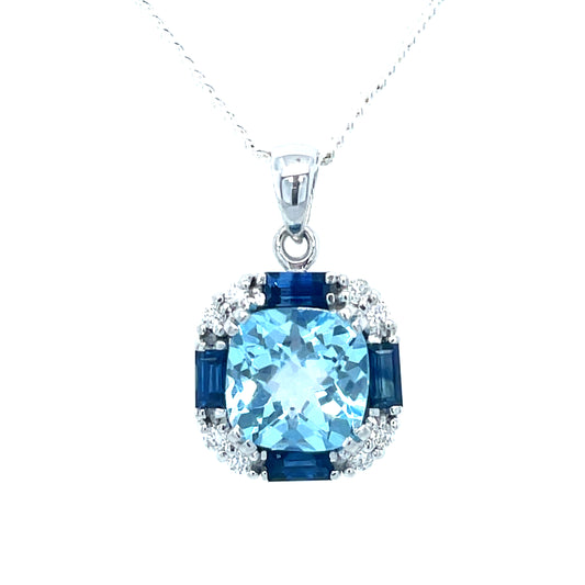 Natural Topaz & Sapphires Pendant