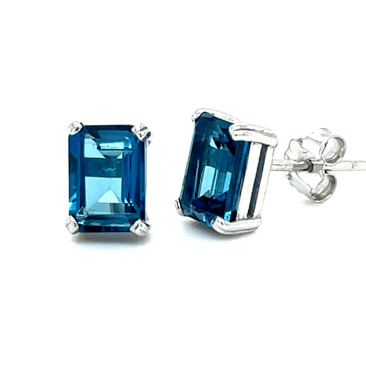 Natural London Blue Topaz Stud Earrings