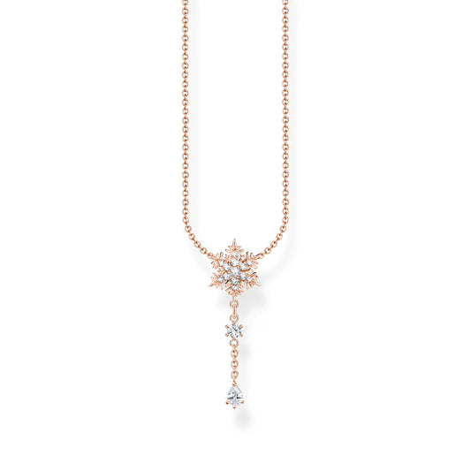 Necklace Snowflake With White Stones