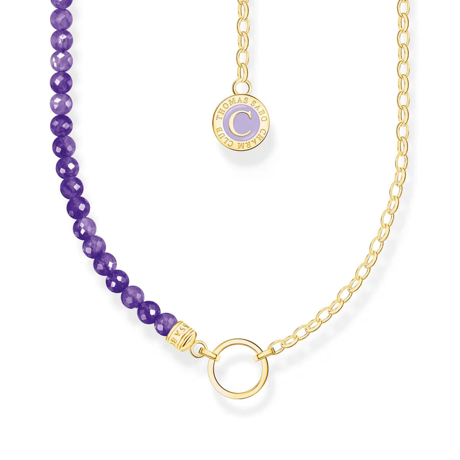 Charm Necklace With Violet Beads