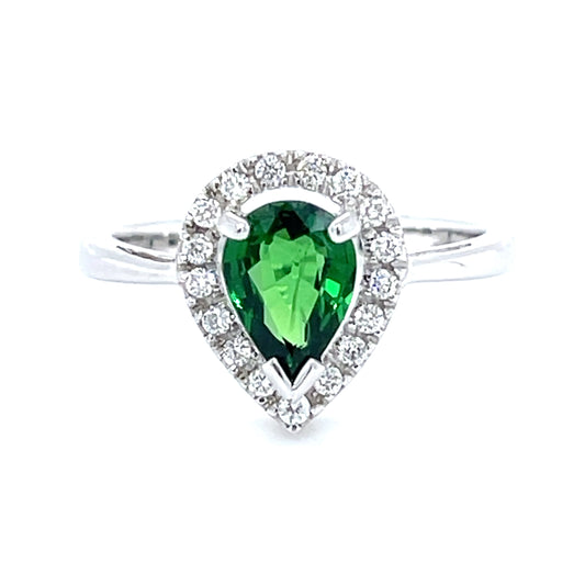 Natural Tsavorite & Diamond Ring