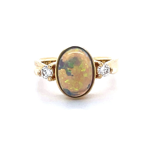 Natural Crystal Opal & Diamond Dress Ring