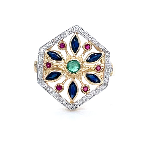 Classic Ring With Natural Gems