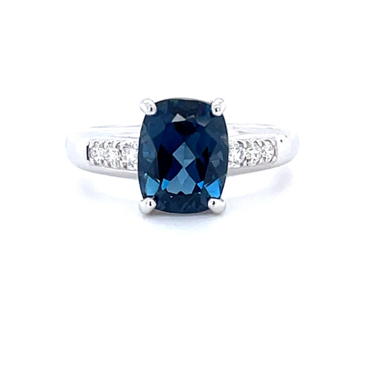 White Gold London Blue Topaz & Diamond Ring