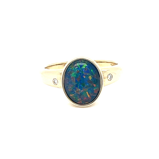 Natural Opal & Diamond Ring