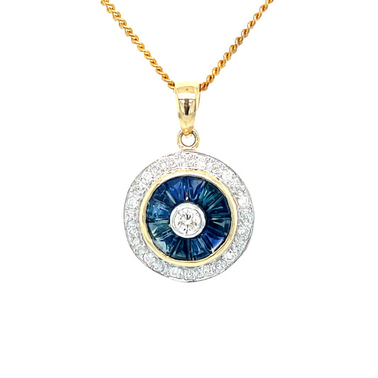 Natural Sapphire & Diamond Pendant