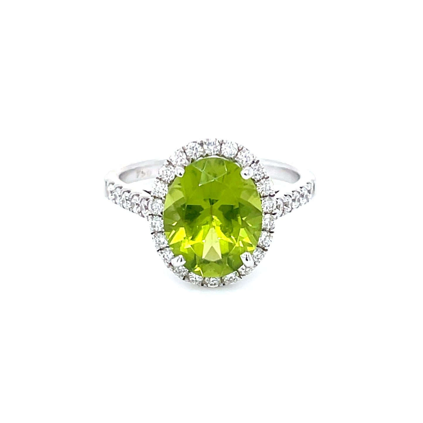 Natural Peridot & Diamond Ring