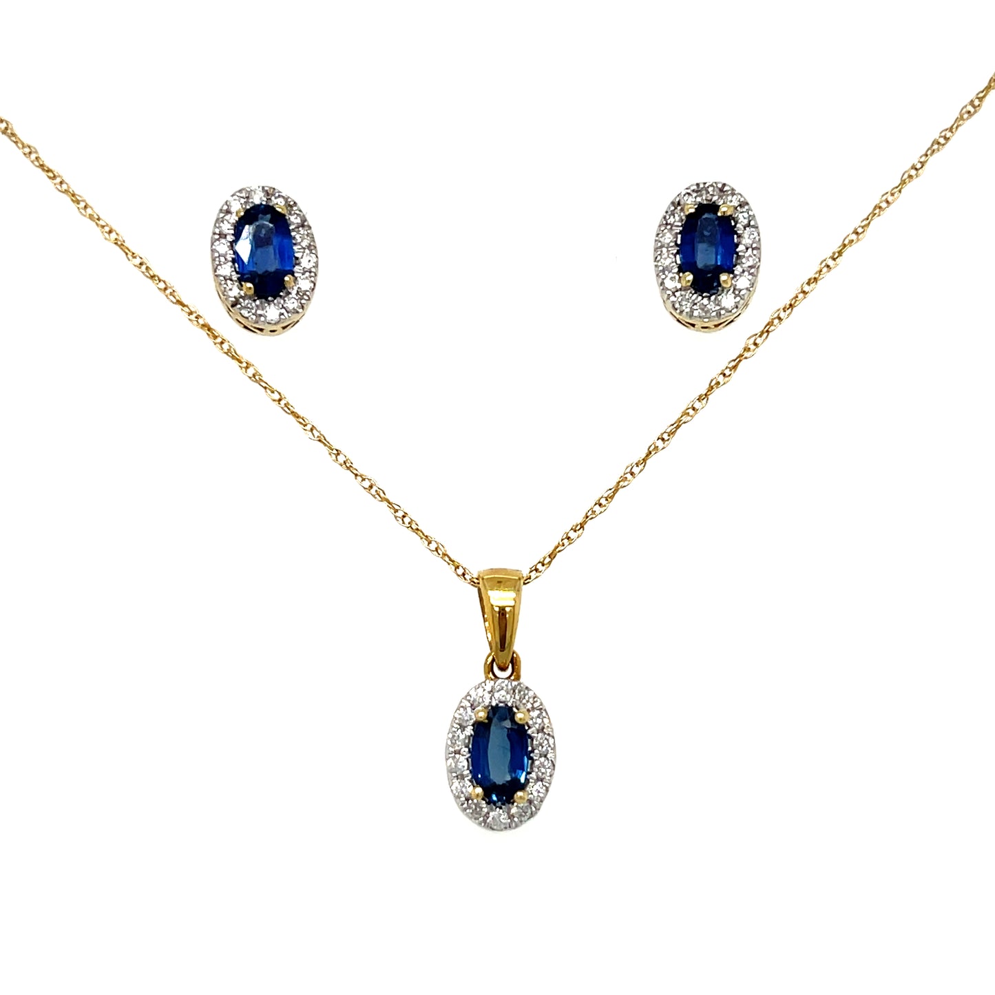 Yellow Gold Blue Sapphire & Diamond Set