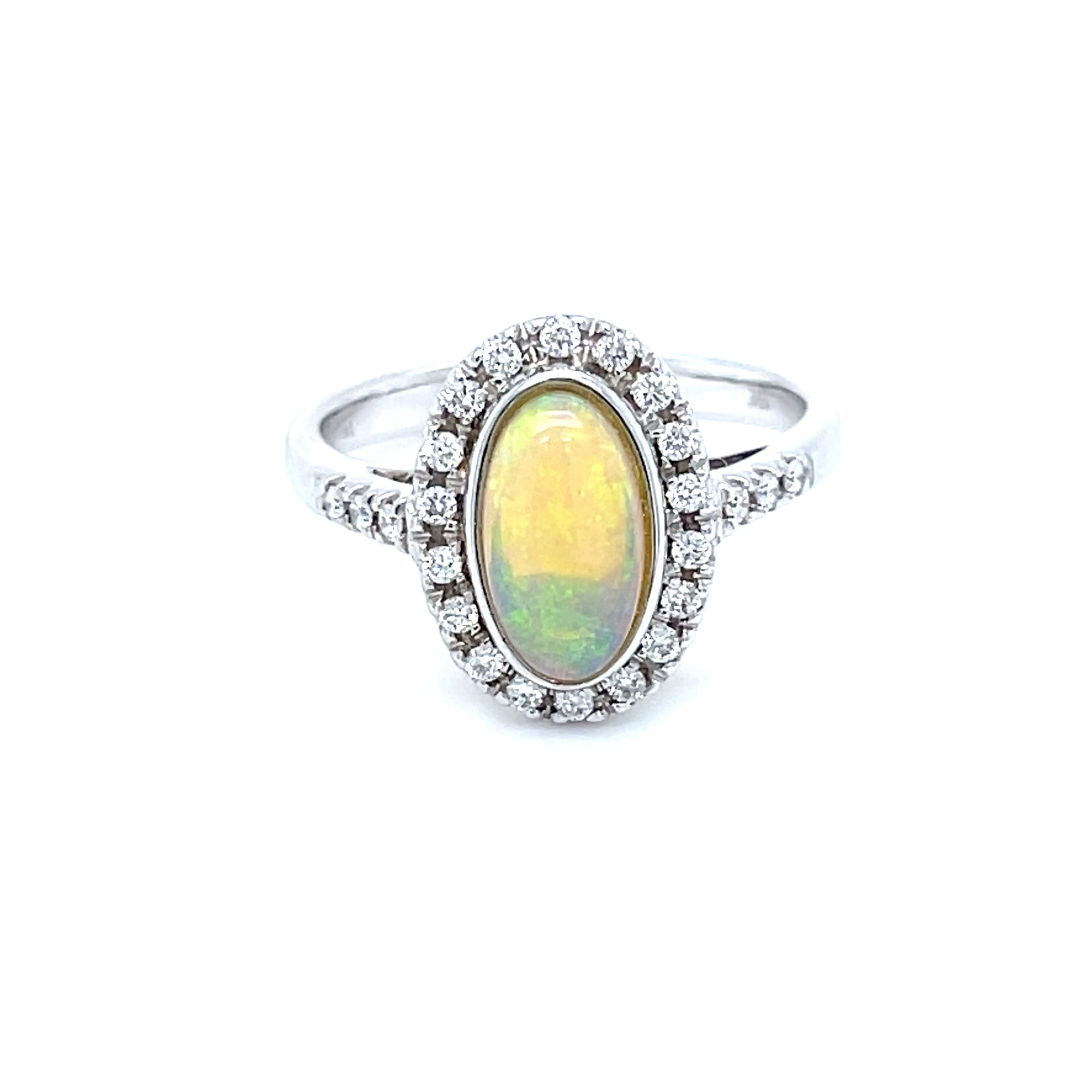Natural Opal & Diamond Ring