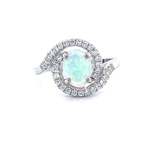 Natural Crystal Opal & Diamond Dress Ring