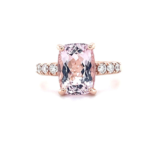 Rose Gold Pink Morganite & Diamond Ring