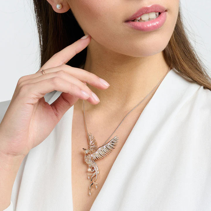 Pendant Phoenix With Pink Stones