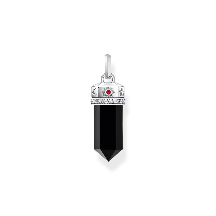 Silver Cosmic Pendant With Hexagon Shaped Onyx
