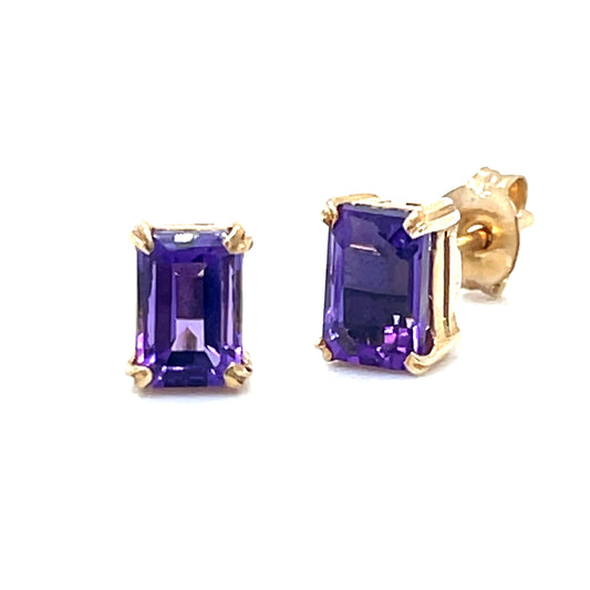 Natural Amethyst Stud Earrings