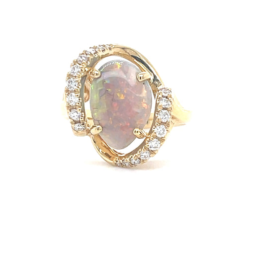 Natural Crystal Opal & Diamond Dress Ring