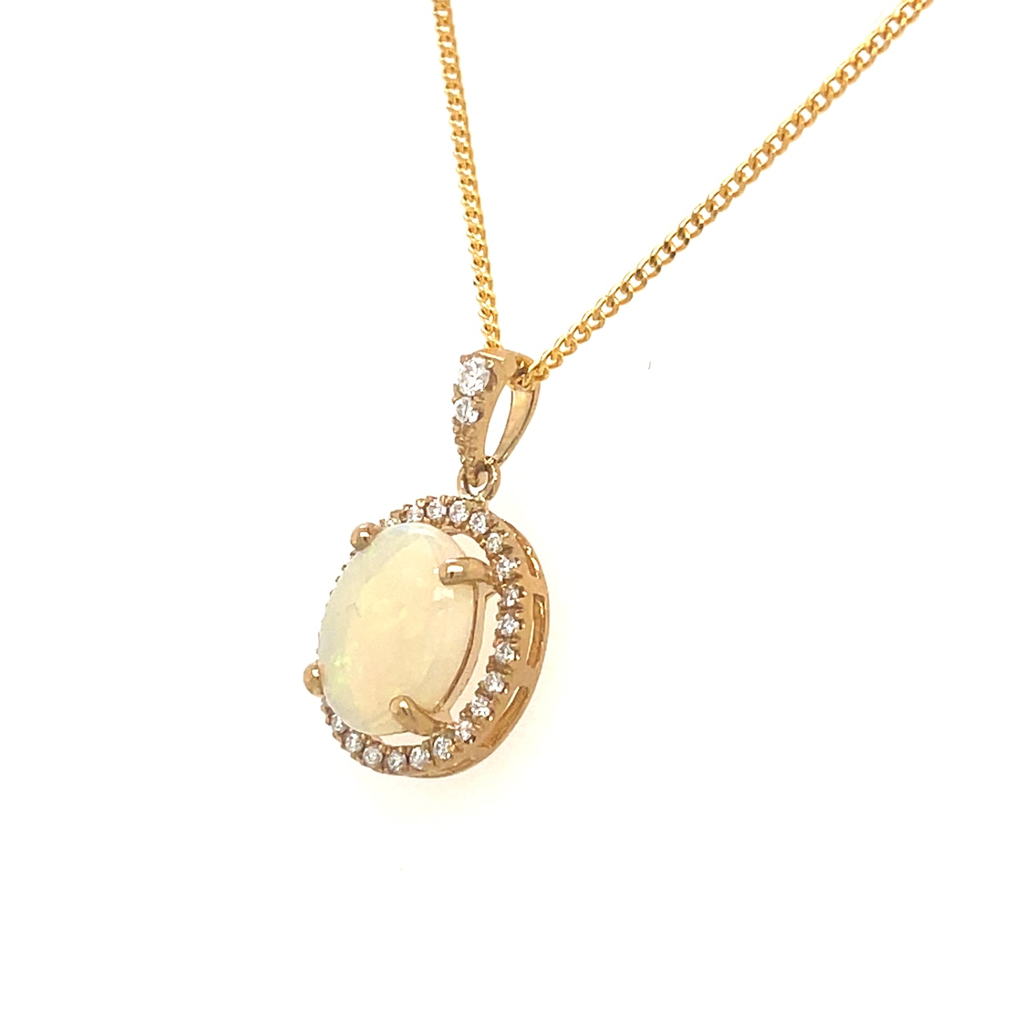 Natural Opal & Diamond Pendant