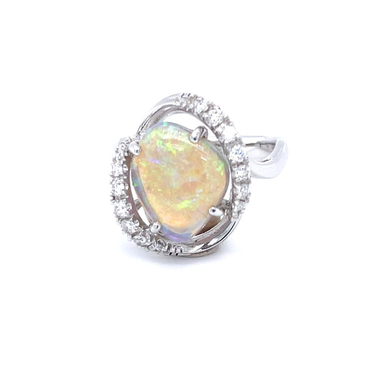 Natural Crystal Opal & Diamond Dress Ring