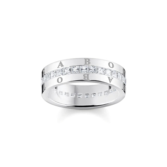 Band Ring White Stones Pavé Silver
