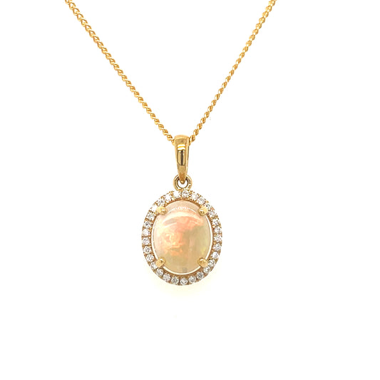Natural Opal & Diamond Pendant