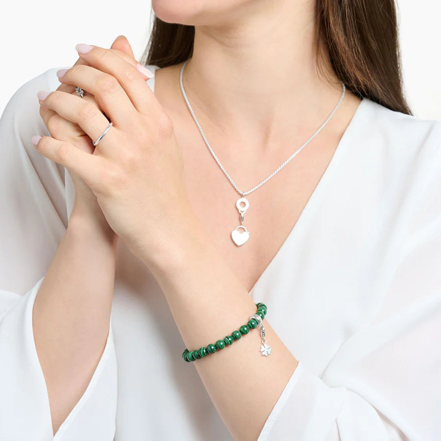 Charm Bracelet Green Stones