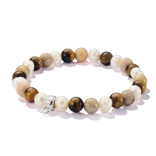 Charm Bracelet With Jasper & Tiger's Eye Beads
