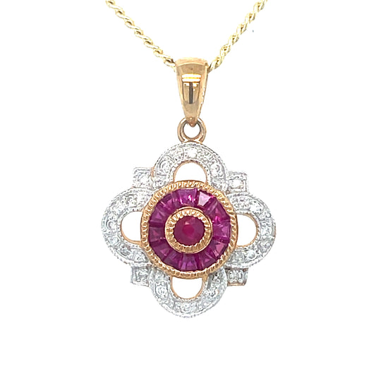 Natural Ruby & Diamond Pendant