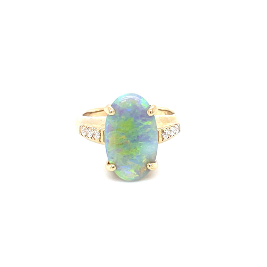 Natural Opal & Diamond Ring