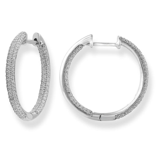 White Gold Diamond Huggie Earrings