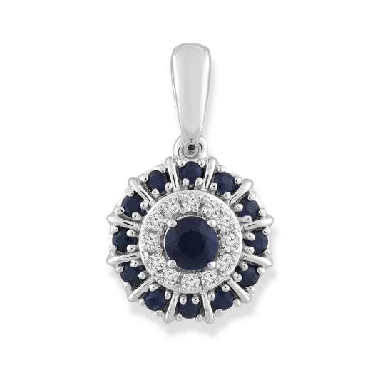 Natural Sapphire & Diamond Pendant